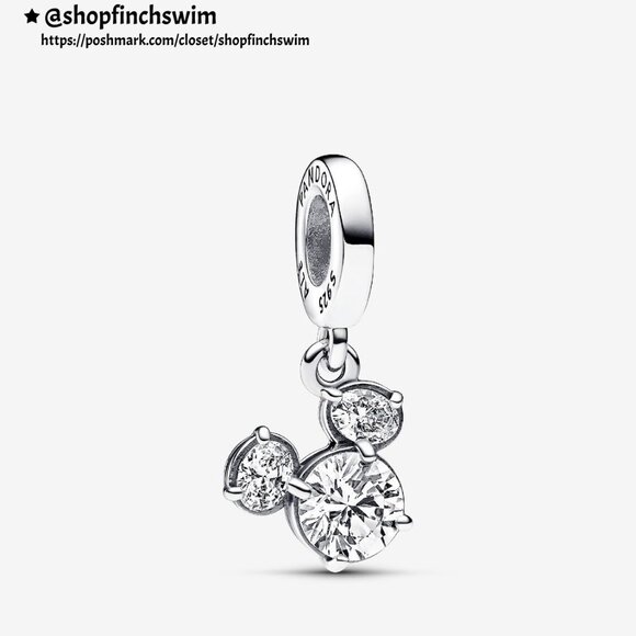 Pandora Disney Mickey Mouse Sparkling Head Silhouette Pendant Necklace Set - Picture 3 of 3